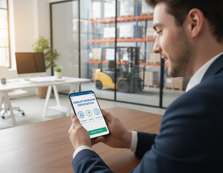 Obtenha sua certificação de operador de empilhadeira pelo aplicativo móvel