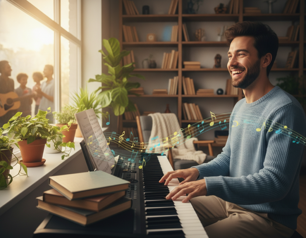 benefícios de tocar teclado
